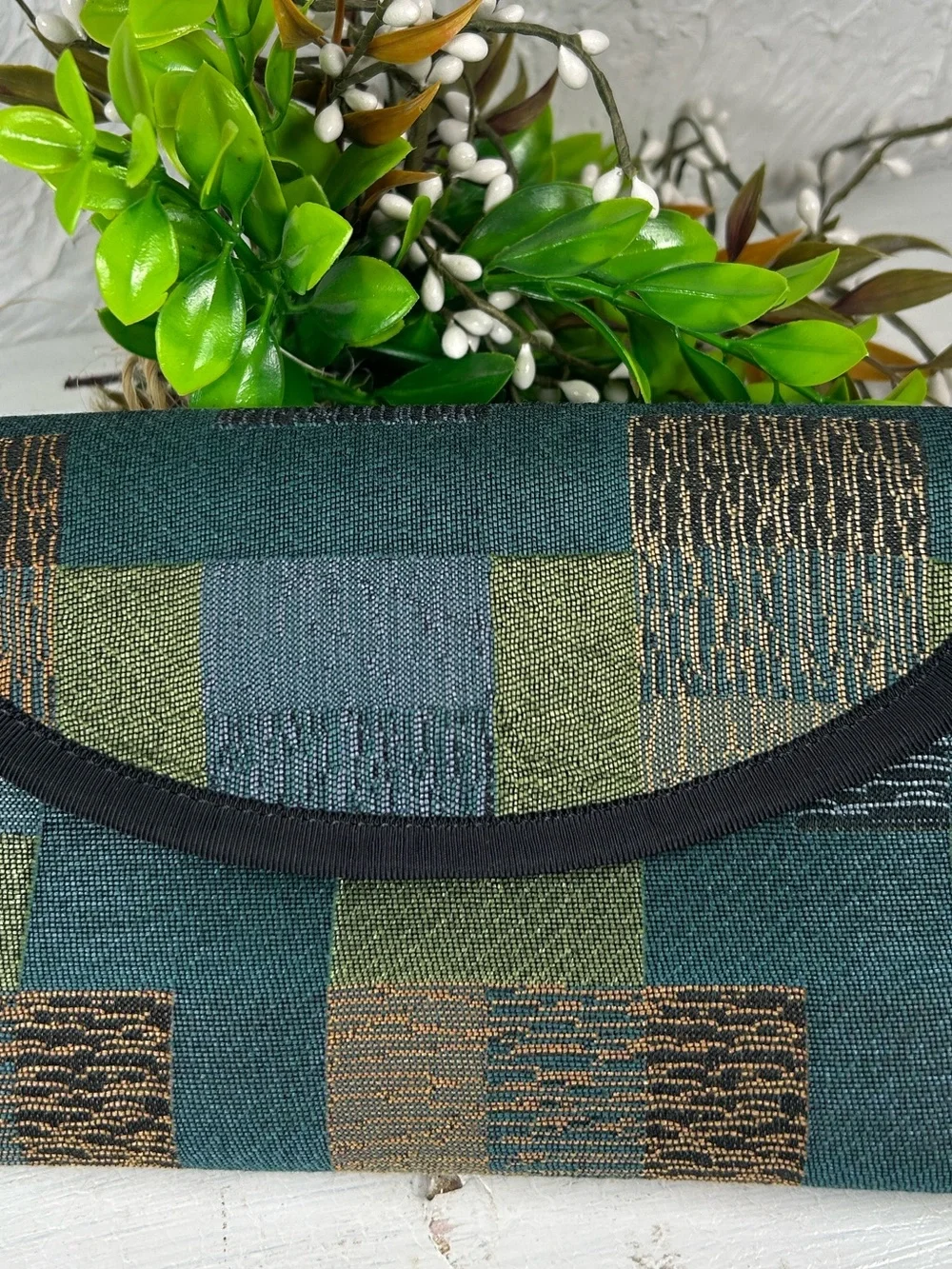 Patchwork Foldover Wallet Clutch Women Bags Multi Storage wallet Magnetic Snap